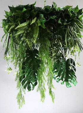 仿真绿植吊顶装饰吊篮壁挂遮挡花艺藤蔓藤条蕨叶吊饰垂挂餐厅绿植