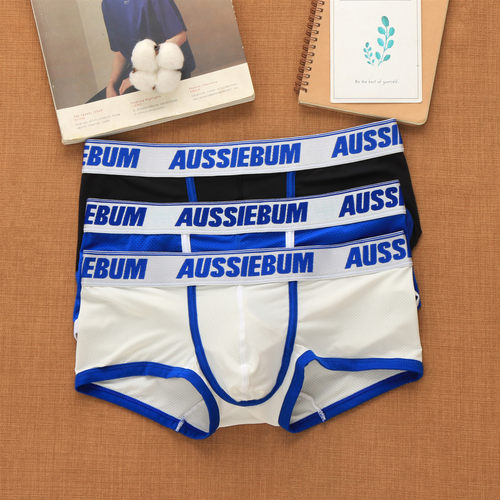 aussiebum男士网孔内裤低腰时尚透气网窝字母青年平角裤