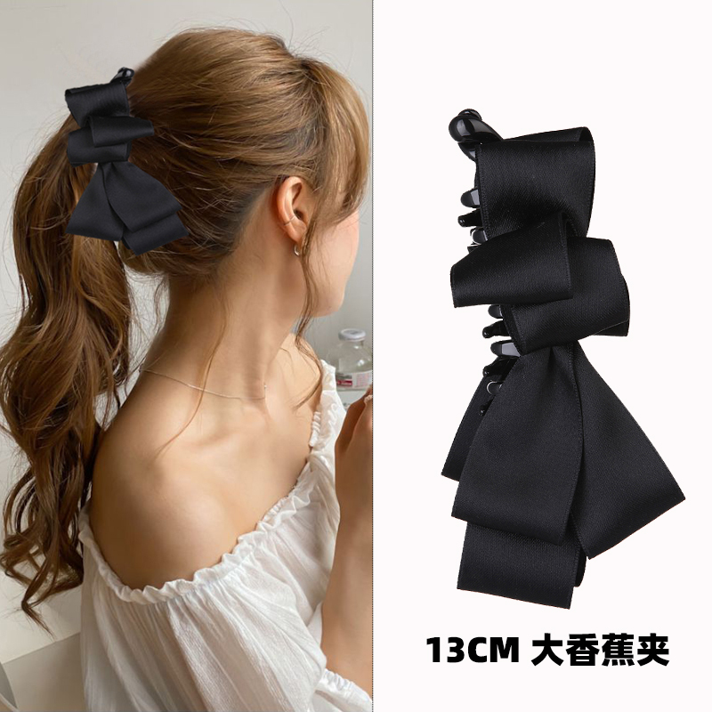 韩版香蕉夹布艺蝴蝶结大码竖夹