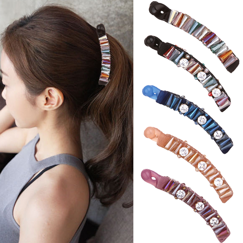 新款串珠banana发量少防滑香蕉夹