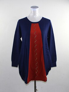 专柜正品开开女式羊毛衫2023冬中长款F87186时尚精品毛衣断码特价