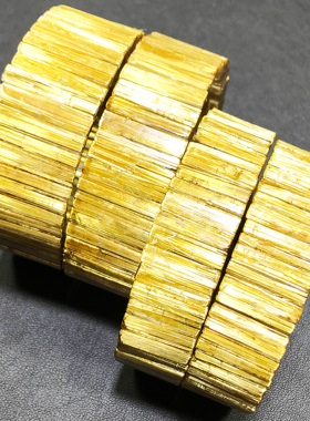 收藏级天然猫眼石钛晶手排板钛金发晶顺发男女宽版黄发晶手牌手镯