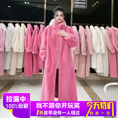 整貂皮小母貂外套女长款 过膝皮毛一体水貂毛大衣年轻款 海宁皮草冬