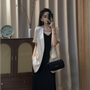 外套夏季 2025新款 醋酸西装 薄款 西服上衣女 缎面小个子休闲短袖 短款