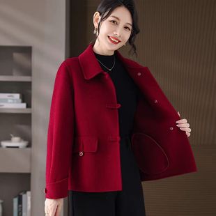 妈妈羊毛呢子外套 短款 反季 小个子减龄双面羊绒大衣女2025秋冬新款