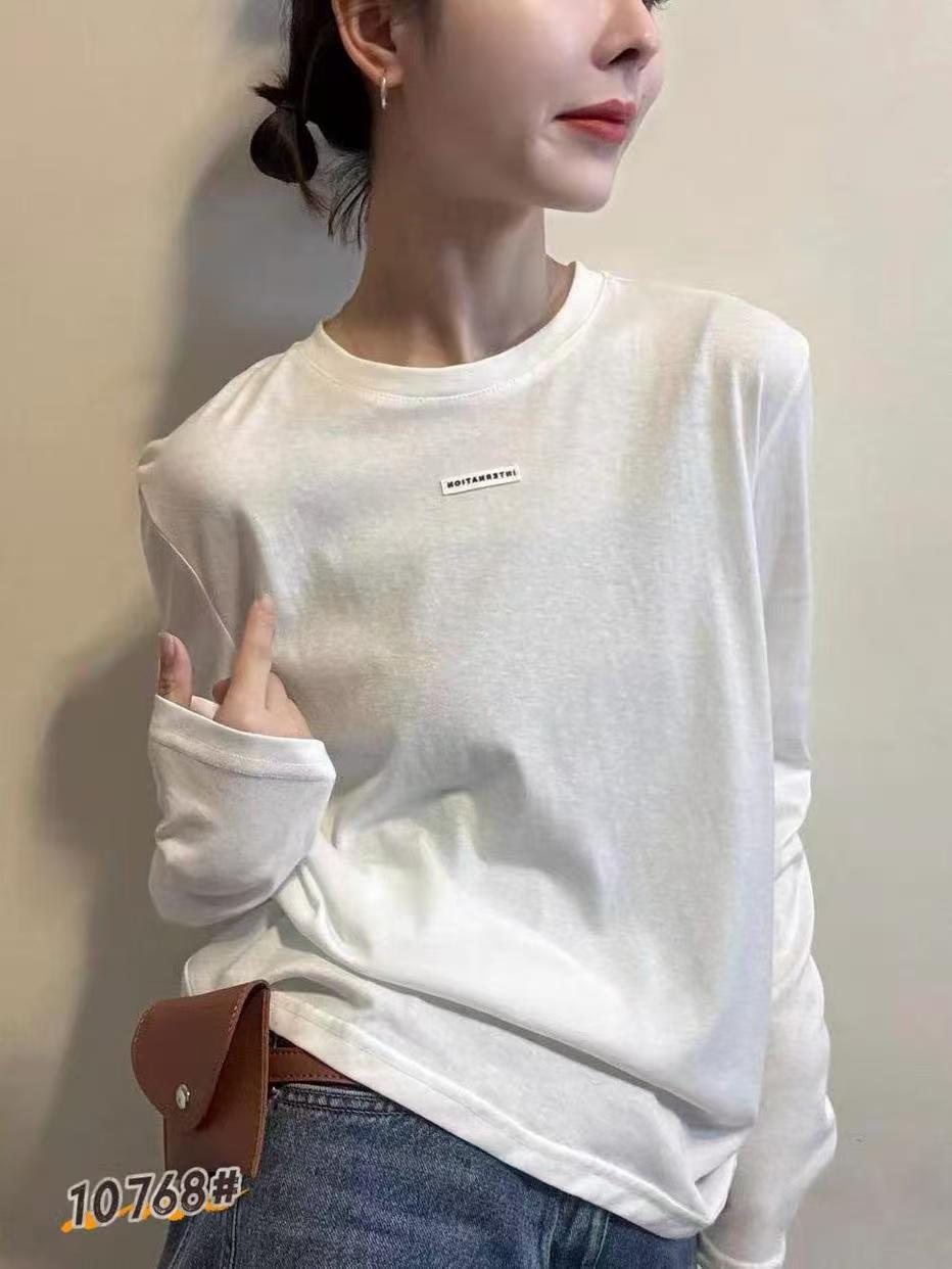 欧洲站2026秋季新韩版时尚圆领宽松显瘦百搭字母长袖T恤女