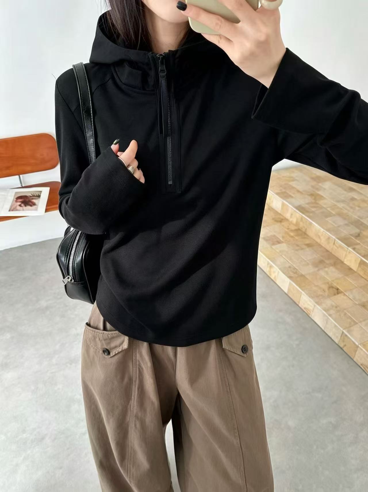 欧洲站2026秋季新韩版时尚连帽宽松显瘦百搭修身显瘦长袖拉链卫衣