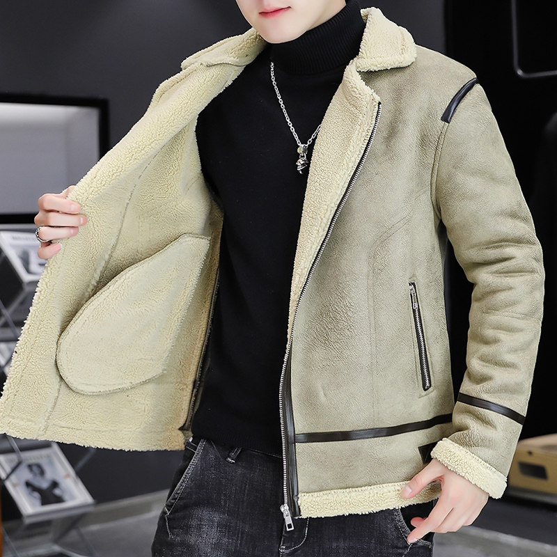 PY26-P130冬季主推翻领羊羔绒个性皮衣型男机车服外套夹克,男装皮衣,星座310B-3