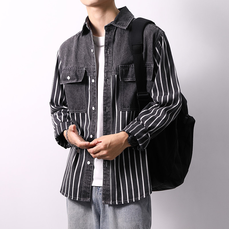 2022春季日系新款男士宽松牛仔衬衣XZ313B-1-CY957-P62,男装衬衫,星座310B-3