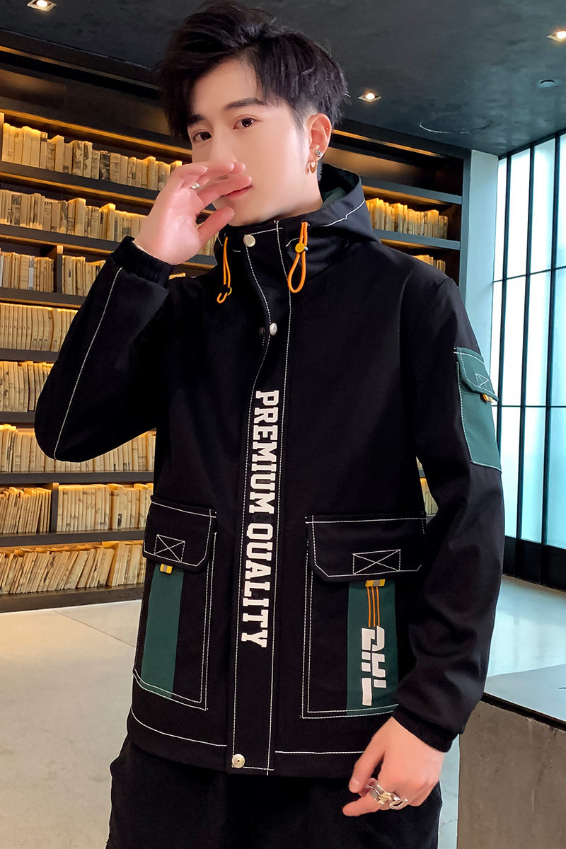 夹克男秋季新款潮流ins男士时尚连帽工装外套XZ313B-1-JK1202-P60,男装夹克,星座310B-3