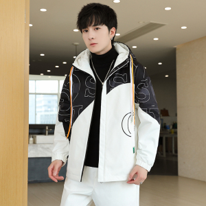 秋冬季新款休闲男士连帽加绒夹克外套XZ313B-1-JK077-P65图片