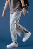 秋季休闲裤男新款时尚休闲排扣篮球裤束脚裤XZ313B-1-K2008-P50，男装休闲裤，星座310B-3