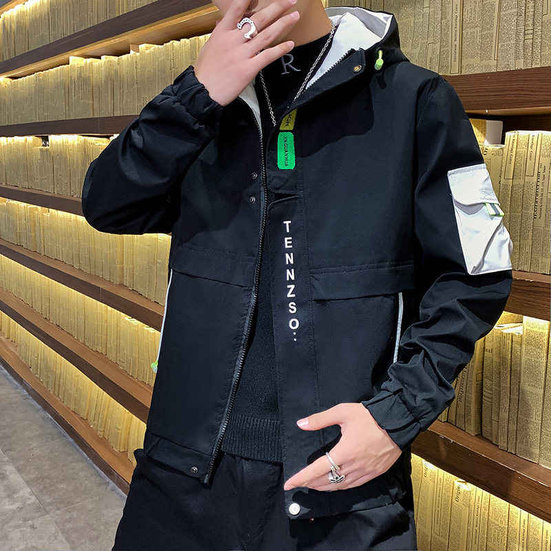 春季新款潮流男士宽松时尚连帽工装夹克外套XZ313B-1J,男装夹克,星座310B-3