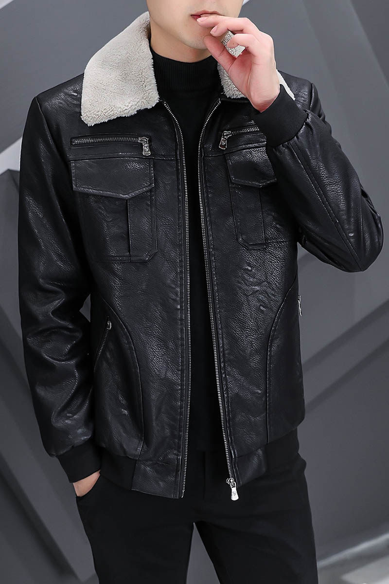秋冬加绒刺绣皮衣型男帅气个性皮夹克外套XZ313B-1-PY209-P130,男装皮衣,星座310B-3