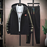 新型面料秋季青年拉链连帽夹克外套休闲运动套装束脚裤TA188，男装休闲套装，星座310B-3