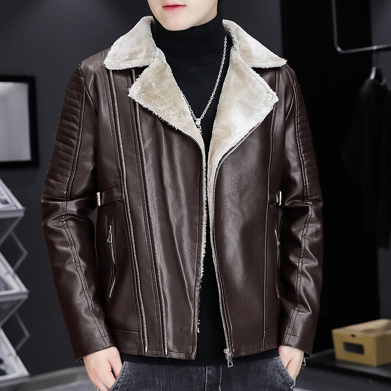 2021秋冬新款加绒皮衣型男机车服皮夹克外套XZ313B-1-PY217-P120图片