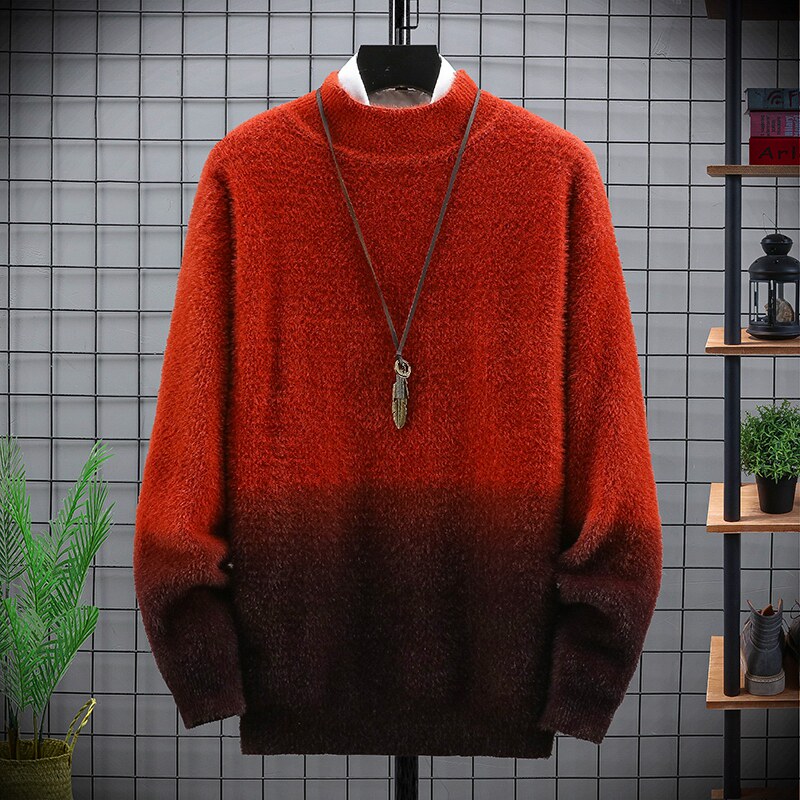 秋季毛衣男士渐变色仿貂绒半高领套头针织衫XZ313B-1-CP610-P55,男装针织衫/毛衣,星座310B-3