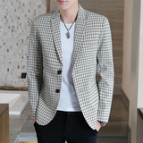 秋季新款男士时尚修身格子西服外套XZ313B-1XF2036-P85，男装西服，星座310B-3