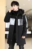 2021冬季新款中长款连帽男士加绒加厚夹克外套XZ313B-1-JK078-P75，男装夹克，星座310B-3
