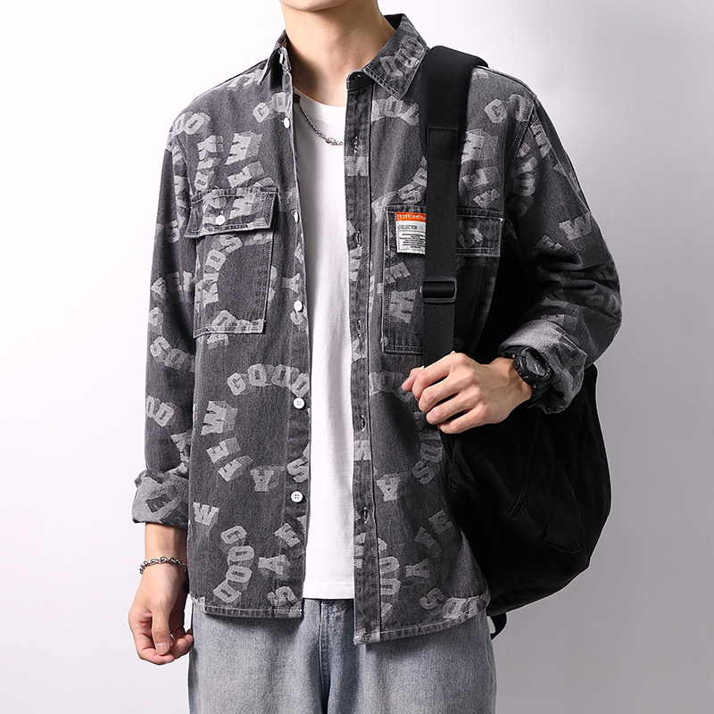 2022春季纯棉日系男士宽松休闲牛仔衬衣XZ313B-1-CY959-P62,男装衬衫,星座310B-3