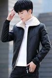 秋冬加绒皮衣青年机车服帅气皮夹克外套男XZ313B-1-A01-P120，男装皮衣，星座310B-3