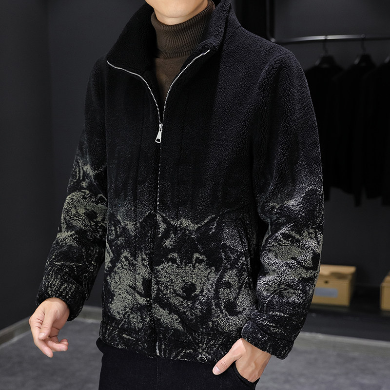 秋冬男士立领皮毛一体加厚休闲夹克外套XZ313B-1-P155198,男装毛呢大衣,星座310B-3