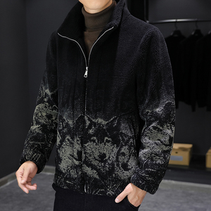 秋冬男士立领皮毛一体加厚休闲夹克外套XZ313B-1-P155198图片