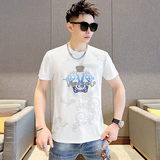 抖音品质欧版夏季男士高品质烫钻圆领短袖T恤XZ313B-1-DX2208-P40，男装T恤，星座310B-3