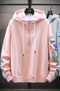 秋季新款日系拼接时尚高品质牛仔宽松连帽卫衣XZ313B-1-NZ017-P70图片
