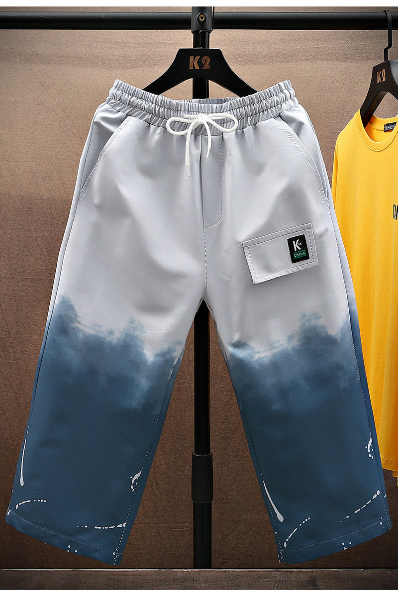 休闲裤男士夏季新款渐变色潮流时尚工装七分裤XZ313B-1-K2010-P25,男装休闲裤,星座310B-3
