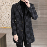 秋冬毛呢大衣男高品质中长款修身外套XZ313B-1-M6688-P190控268，男装毛呢大衣，星座310B-3