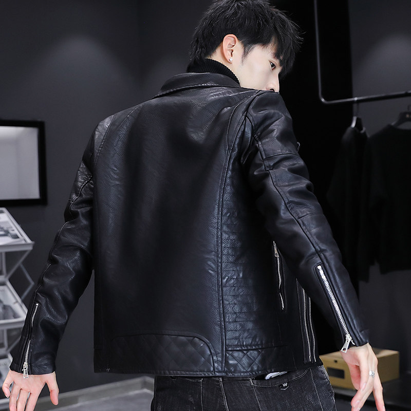 PY916-P130主推秋冬翻领加绒皮衣型男机车服皮夹克外套XZ313B-1,男装皮衣,星座310B-3