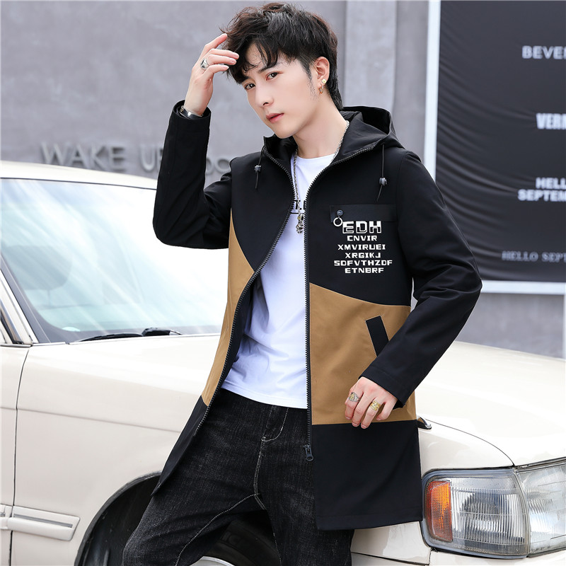 主推男士中长款风衣连帽时尚休闲夹克外套XZ313B-1-J,男装夹克,星座310B-3