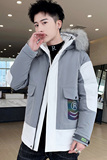MY819-P110冬季连帽大毛领棉衣男时尚印花派克服棉服外套XZ313B-1，男装棉衣，星座310B-3