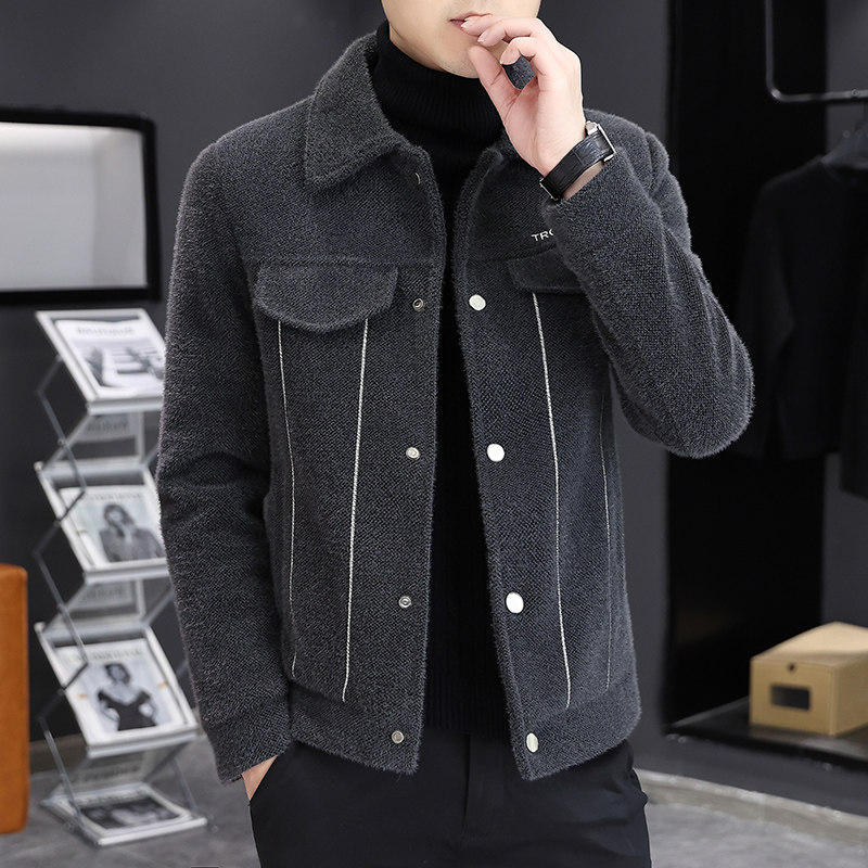 2022春季新款男士翻领短款毛呢休闲夹克外套XZ313B-1M04-P130图片
