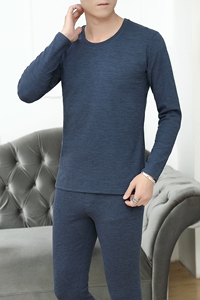 秋冬新款男士休闲精品竖条纹双面绒保暖套装XZ313B-1-T758-P55图片