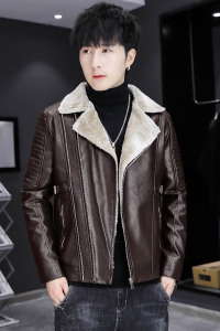 2021秋冬新款加绒皮衣型男机车服皮夹克外套XZ313B-1-PY217-P120图片