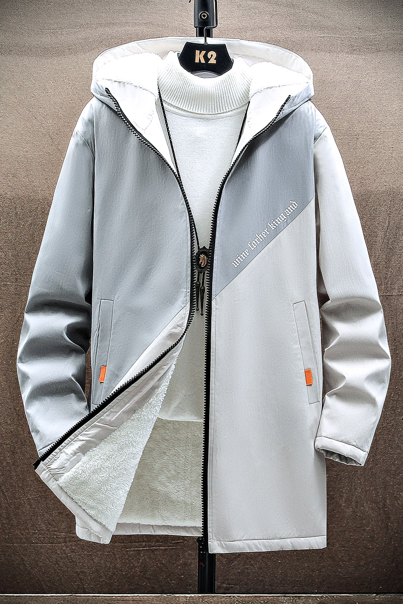 秋冬新款加绒加厚中长款风衣男连帽休闲夹克XZ313B-1-B160-P60,男装夹克,星座310B-3