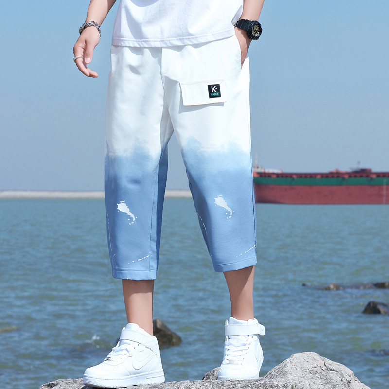 主推男士夏季渐变色潮流时尚休闲七分裤XZ313B-1,男装休闲裤,星座310B-3