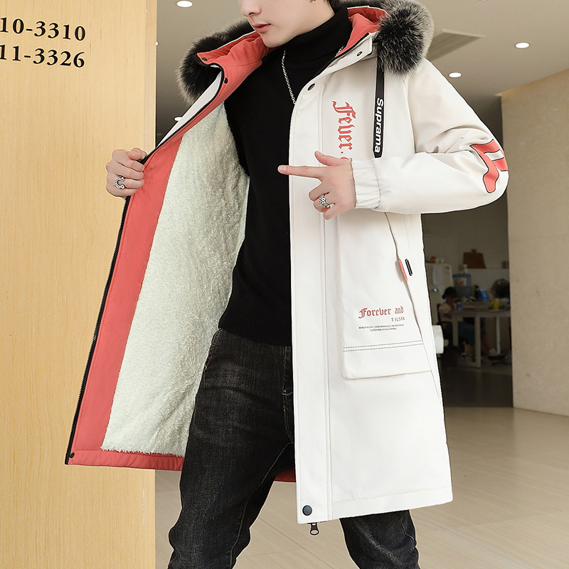 冬季中长款大毛领连帽男士加绒加厚夹克外套XZ313B-1-JK079-P75图片