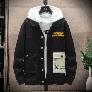 外套男春季时尚休闲牛仔夹克上衣XZ313B-1-NZ939图片
