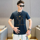 抖音品质欧版男士高品质烫钻圆领短袖T恤XZ313B-1-DX2202-P40，男装T恤，星座310B-3