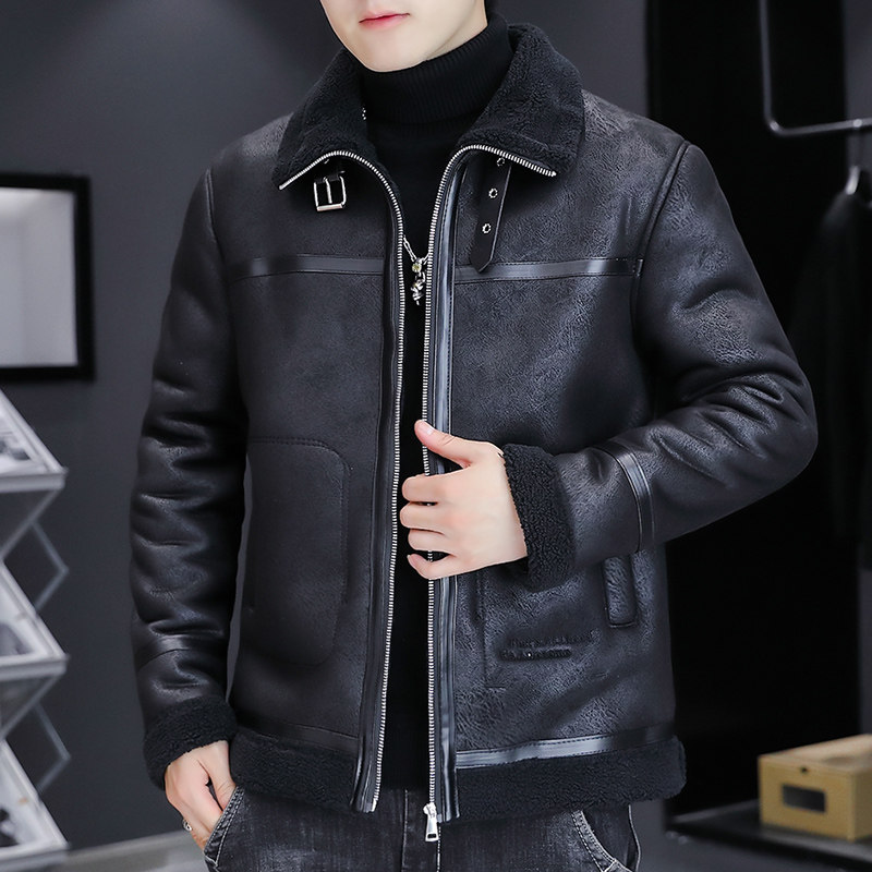 主推新款加绒加厚皮衣型男帅气机车服外套XZ313B-1-PY2933-P130,男装皮衣,星座310B-3