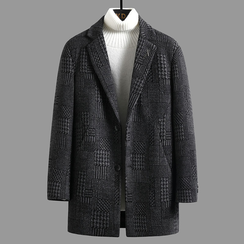羊毛35春季新款中长款休闲毛呢外套呢子大衣XZ313B-1M10-P170，男装毛呢大衣，星座310B-3