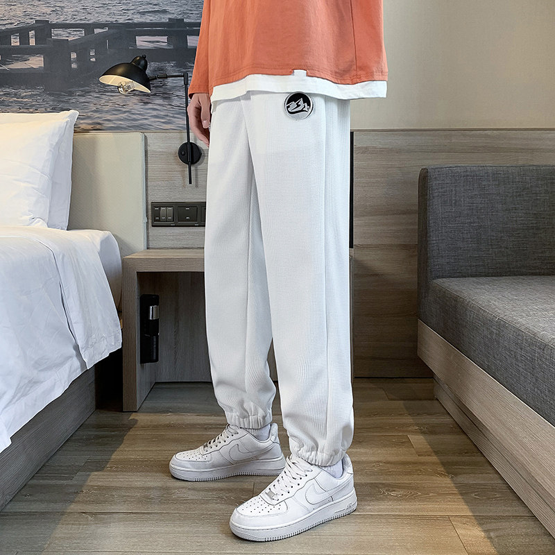 春季新款港风华夫格时尚运动休闲裤男士卫裤XZ313B-1-K125-P40,男装休闲裤,星座310B-3
