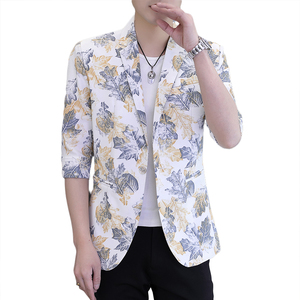 春夏新款西装男时尚休闲百搭中袖小西服外套XZ313B-1-XF812图片