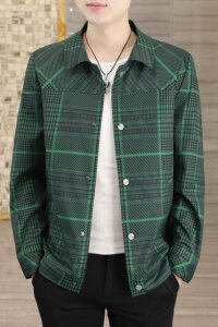 春季男士休闲商务夹克潮流千鸟格翻领上衣外套XZ313B-1-J图片