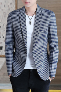 秋季新款男士时尚修身格子西服外套XZ313B-1XF2036-P85图片