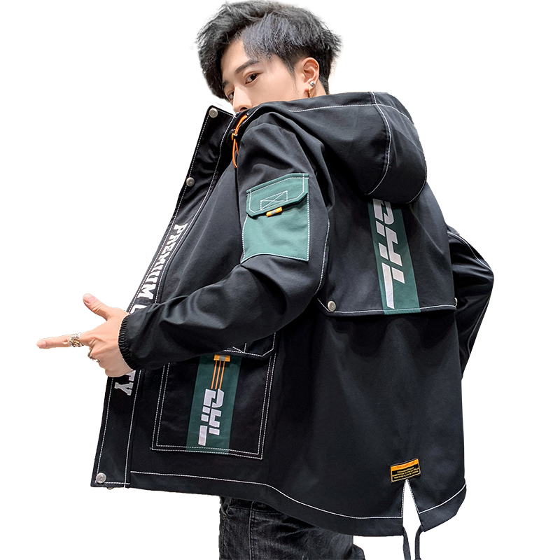 夹克男秋季新款潮流ins男士连帽工装外套XZ313B-1-JK1202-P60,男装夹克,星座310B-3