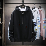 秋季新款日系拼接时尚高品质牛仔宽松连帽卫衣XZ313B-1-NZ017-P70，男装卫衣，星座310B-3